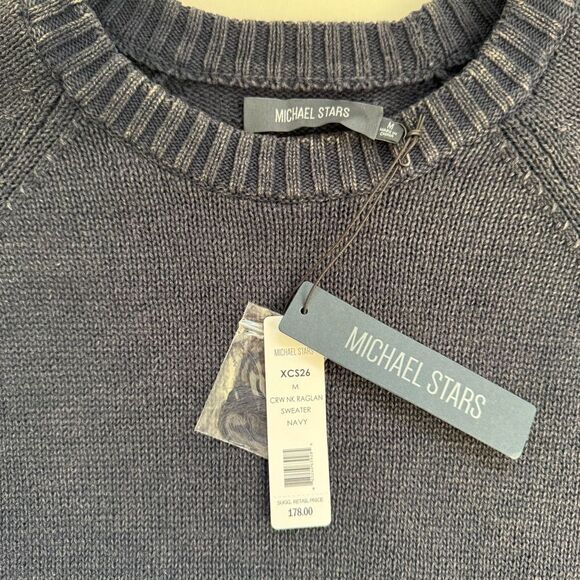 Michael Stars Crew Neck Raglan Sweater Navy Knit Size Medium NWT - Picture 3 of 8